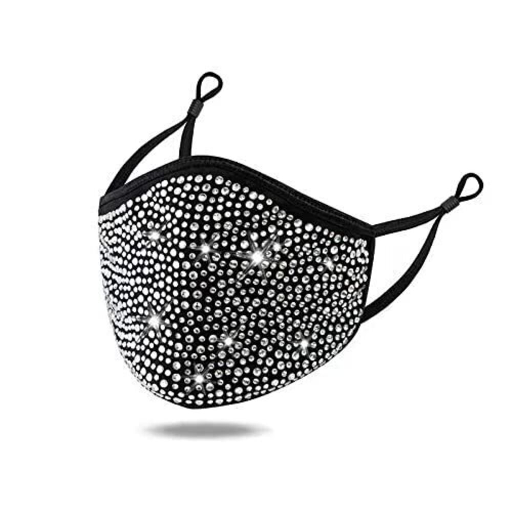 6853 2 pcs Masquerade Mask Fashion Reusable Rhinestone music festival mask